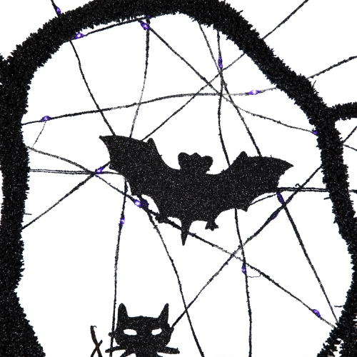 Couronne lumineuse à DEL avec Bats, brindilles, 13 po, lumières violettes