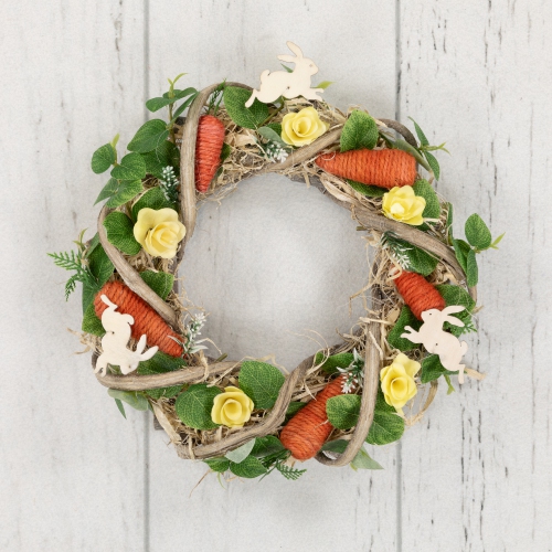 Mixed Floral and Carrots Artificial Easter Wreath - 11.5"