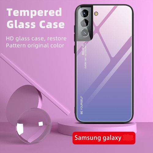 Étui en verre gradient pour Samsung S22 PLUS, étui protecteur mince, mince et antichoc, EXPÉDITION sans couvercle arrière en verre trempé