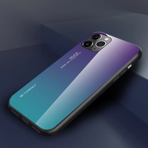 Étui en verre gradient pour iPhone 11 Pro Max, étui protecteur mince, mince, anti-rayures, EXPÉDITION sans couvercle arrière en verre trempé
