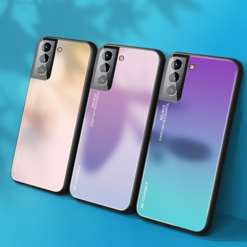 Étui en verre gradient pour Samsung S22, étui protecteur mince, anti-rayures, arrière EN verre trempé, EXPÉDITION GRATUITE