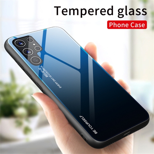 Étui en verre gradient pour Samsung S22 ULTRA, étui protecteur mince, mince et antichoc, EXPÉDITION sans couvercle arrière en verre trempé