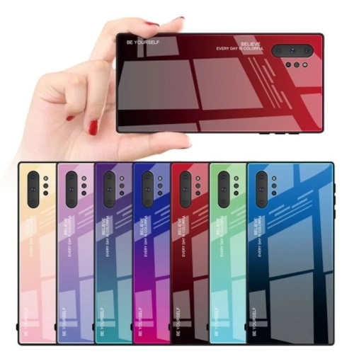 Étui en verre gradient pour Samsung NOTE 10 PLUS, étui de protection mince, mince et antichoc, EXPÉDITION sans couvercle arrière EN verre trempé