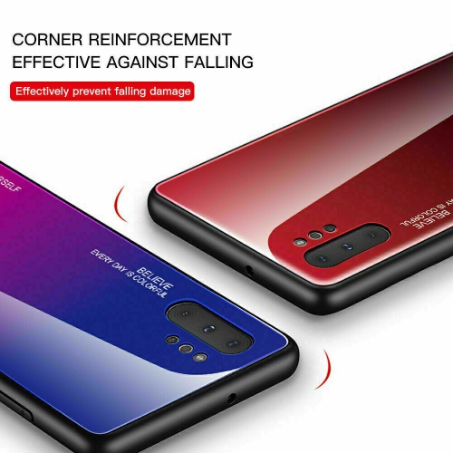 Étui en verre gradient pour Samsung NOTE 10 PLUS, étui de protection mince, mince et antichoc, EXPÉDITION sans couvercle arrière EN verre trempé