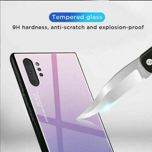 Étui en verre gradient pour Samsung NOTE 10 PLUS, étui de protection mince, mince et antichoc, EXPÉDITION sans couvercle arrière EN verre trempé