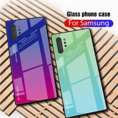 Étui en verre gradient pour Samsung NOTE 10 PLUS, étui de protection mince, mince et antichoc, EXPÉDITION sans couvercle arrière EN verre trempé