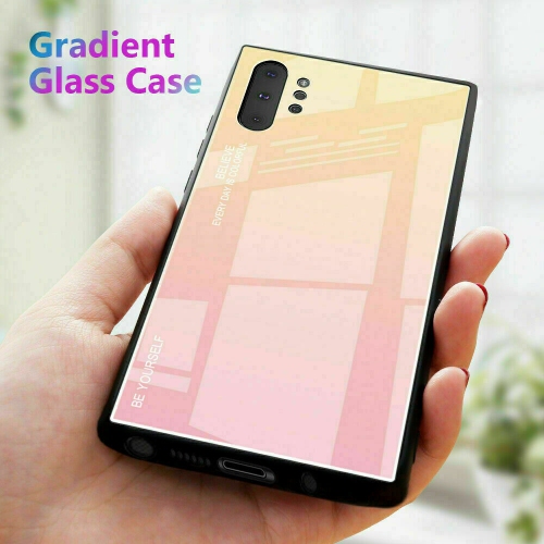 Étui en verre gradient pour Samsung NOTE 10 PLUS, étui de protection mince, mince et antichoc, EXPÉDITION sans couvercle arrière EN verre trempé