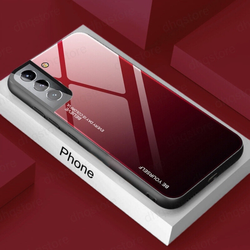 TEDLIN  Gradient Glass Case for Samsung S21Fe, Slim Thin Anti-Scratch Shockproof Protective Case, Tempered Glass Back Cover