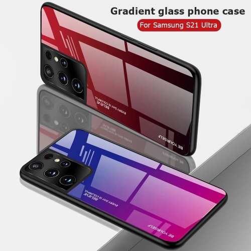 Étui en verre gradient pour Samsung S21 ULTRA, étui protecteur mince, mince et antichoc, EXPÉDITION sans couvercle arrière en verre trempé