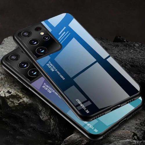 Étui en verre gradient pour Samsung S21 ULTRA, étui protecteur mince, mince et antichoc, EXPÉDITION sans couvercle arrière en verre trempé