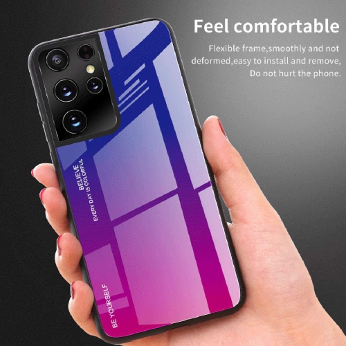 Étui en verre gradient pour Samsung S21 ULTRA, étui protecteur mince, mince et antichoc, EXPÉDITION sans couvercle arrière en verre trempé