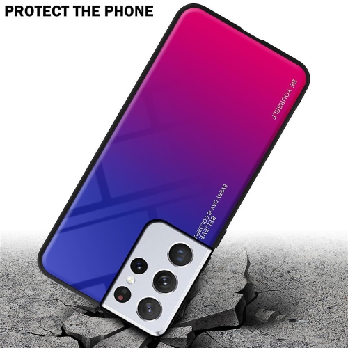Étui en verre gradient pour Samsung S21 ULTRA, étui protecteur mince, mince et antichoc, EXPÉDITION sans couvercle arrière en verre trempé