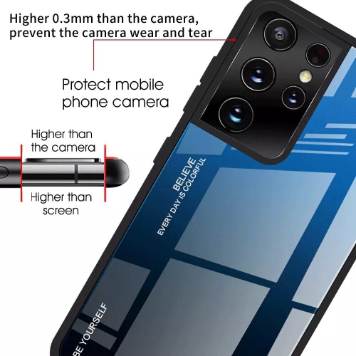 Étui en verre gradient pour Samsung S21 ULTRA, étui protecteur mince, mince et antichoc, EXPÉDITION sans couvercle arrière en verre trempé