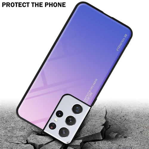 Étui en verre gradient pour Samsung S21 ULTRA, étui protecteur mince, mince et antichoc, EXPÉDITION sans couvercle arrière en verre trempé