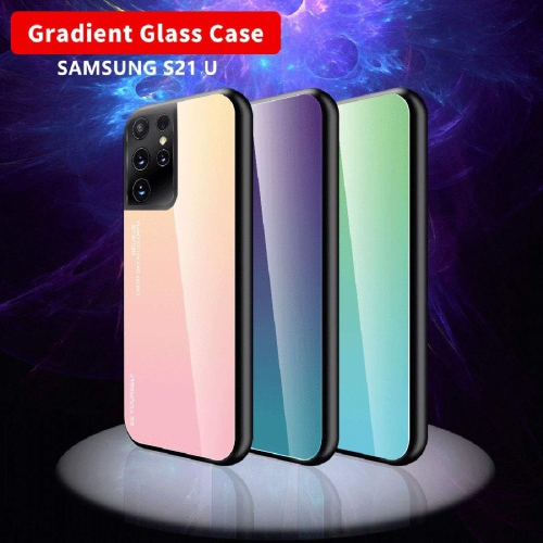 Étui en verre gradient pour Samsung S21 ULTRA, étui protecteur mince, mince et antichoc, EXPÉDITION sans couvercle arrière en verre trempé