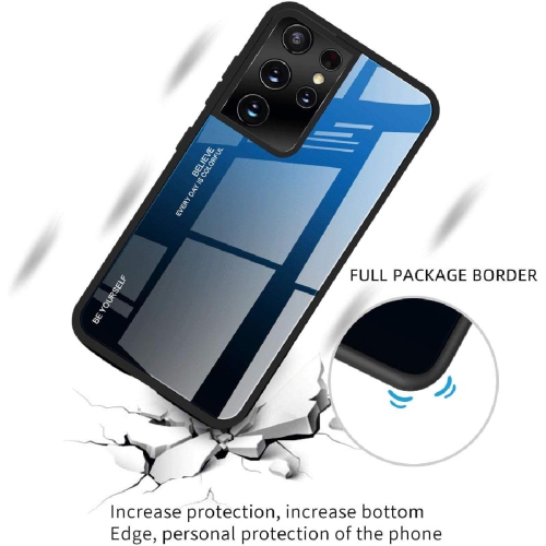 Étui en verre gradient pour Samsung S21 ULTRA, étui protecteur mince, mince et antichoc, EXPÉDITION sans couvercle arrière en verre trempé