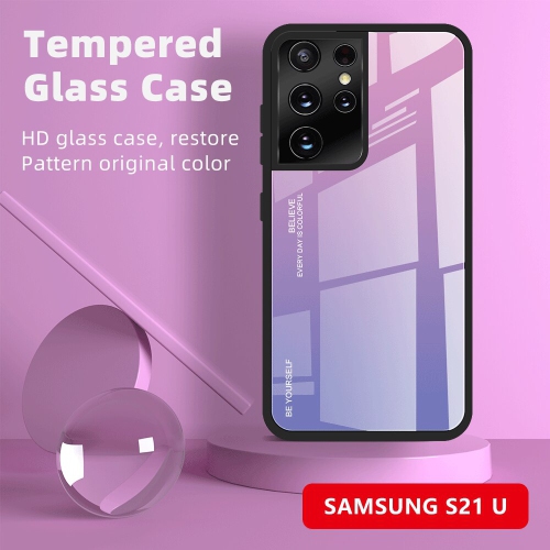 Étui en verre gradient pour Samsung S21 ULTRA, étui protecteur mince, mince et antichoc, EXPÉDITION sans couvercle arrière en verre trempé