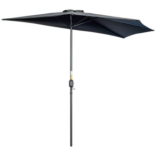 OUTSUNNY  9.8Ft Half Umbrella With Crank Handle, Semi Round Patio Parasol Sun Shade With Top Vent, Metal Frame for Garden, Balcony- No Base Included