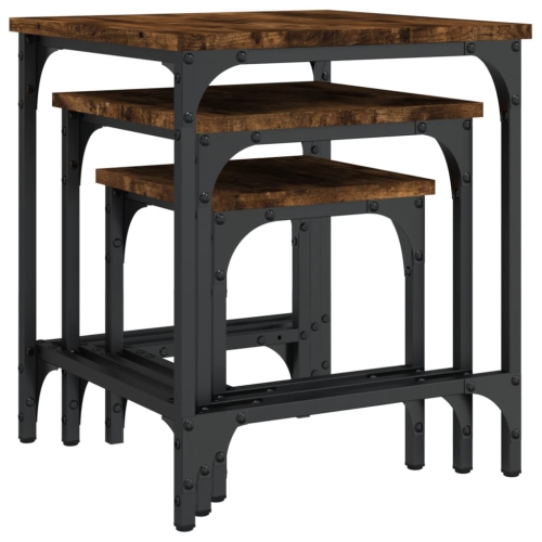 vidaXL Nesting Coffee Tables 3 pcs Smoked Oak Engineered Wood