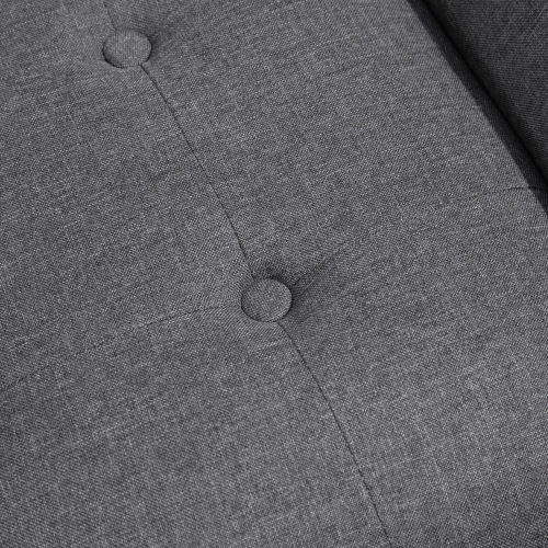 HOMCOM Button Tufted Bedroom Entryway Bench, Linen Fabric Upholstered Ottoman Bench with Arms and Nailhead Trim for Living Room, Hallway, Dark Grey