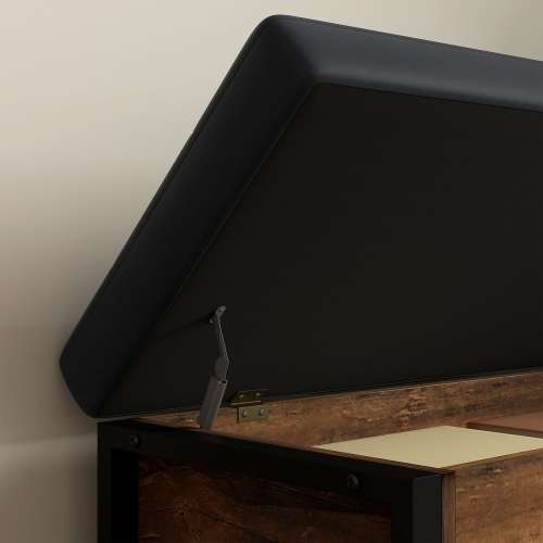 Banc à chaussures de HOMCOM avec couvercle rabattable, banc d'entrée de style industriel rembourré avec compartiment dissimulé, porte-chaussures et