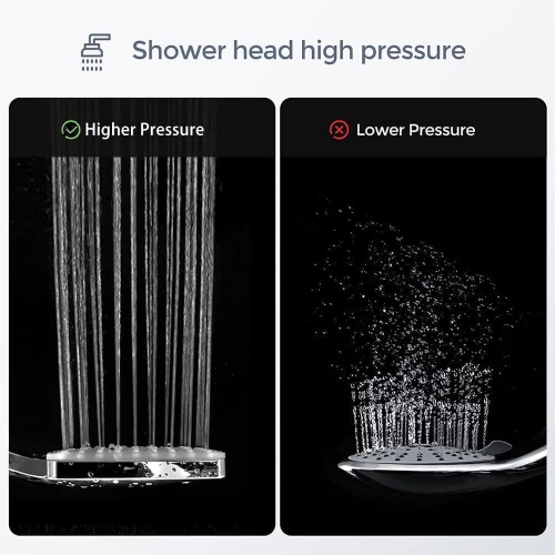 High Pressure Shower Head, Handheld Shower Head with Hose and Adjustable Bracket, 6 Spray Setting Showerhead, Chrome