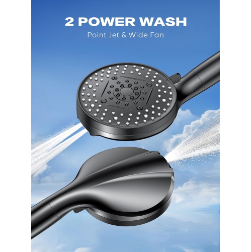 Filtered Shower Head, 5" Large, Extra Long 70" SS Hose,10-Mode Detachable Shower Head Filter for Hard Water, High Pressure Handheld Shower Head for