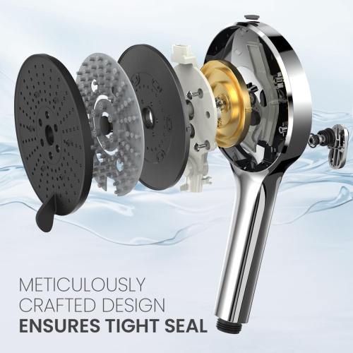 High Pressure Shower Head with Handheld, Luxury Modern Chrome Look, Power Spray to Clean Corner, Tub and Pets, Stainless Steel Hose Adjustable