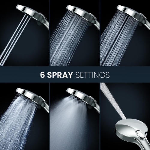 High Pressure Shower Head with Handheld, Luxury Modern Chrome Look, Power Spray to Clean Corner, Tub and Pets, Stainless Steel Hose Adjustable