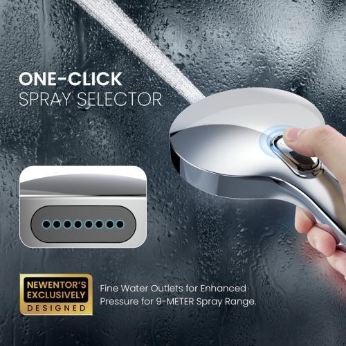 High Pressure Shower Head with Handheld, Luxury Modern Chrome Look, Power Spray to Clean Corner, Tub and Pets, Stainless Steel Hose Adjustable