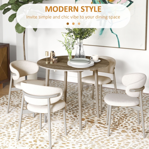 HOMCOM Folding Dining Table, Round Drop Leaf Table for Small Spaces, Foldable Table with Wood Legs for Kitchen, Dining Room, Distressed Grey