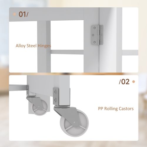 HOMCOM Folding Dining Table, Drop Leaf Table for Small Spaces, Foldable Table with Storage Shelves for Kitchen, Dining Room, White