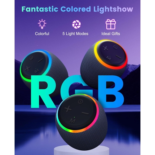 Bluetooth Speaker, Wireless Speaker with Dynamic Light Show, TWS, Crisp Sound, Portable Speaker for Phones, Tables, Indoor, Outdoor