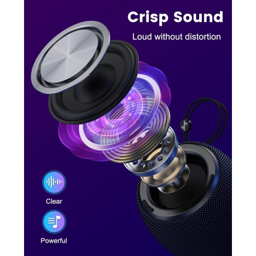 Bluetooth Speaker, Wireless Speaker with Dynamic Light Show, TWS, Crisp Sound, Portable Speaker for Phones, Tables, Indoor, Outdoor