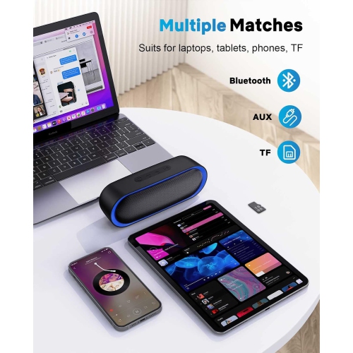 Bluetooth Speakers, Waterproof Portable Speakers with TWS, 24 Playtime, Wireless for Home Shower Pool Beach Outdoor Black