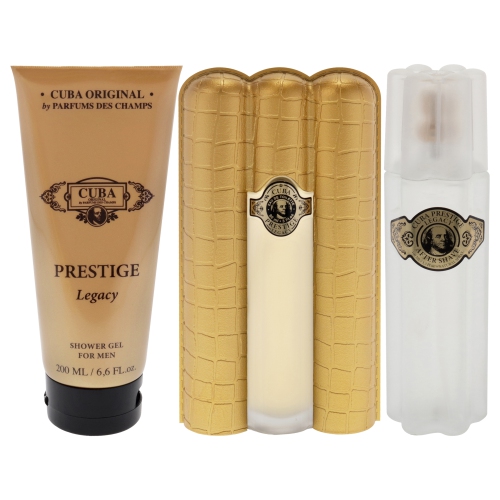 Cuba Prestige Legacy by Cuba for Men - 3 Pc Gift Set 3oz EDT Spray, 6.6oz Shower Gel, 3.3oz After Shave