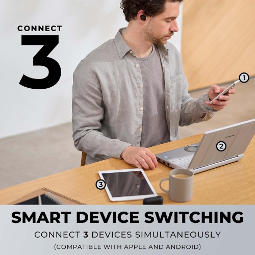 Technics - In-Ear Wireless Headphones with Noise Canceling, Microphone and Charging Case, Black