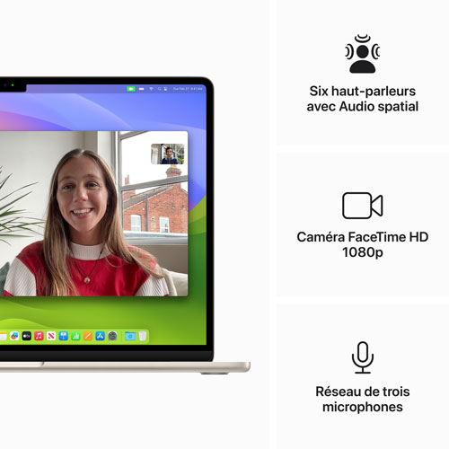 MacBook Air de 15 po avec Touch ID d'Apple - Comète (puce M3 d'Apple/SSD 256 Go/RAM 8 Go) - Français
