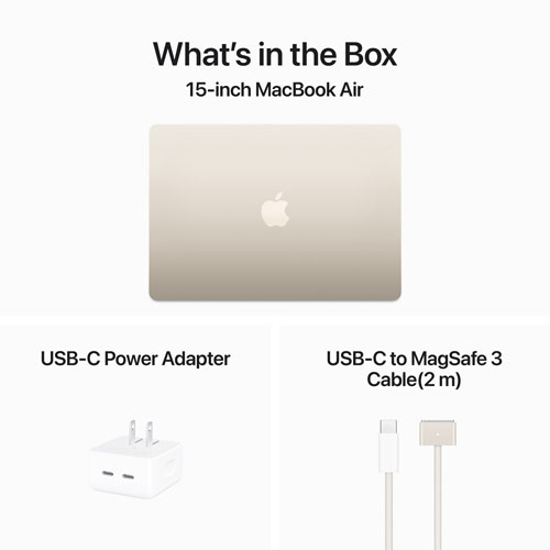 Apple MacBook Air 15" w/ Touch ID (2024) - Starlight (Apple M3 Chip / 512GB SSD / 8GB RAM) - English