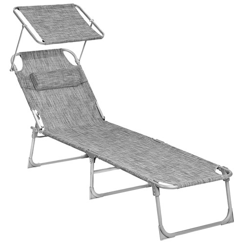 Boutique Home Steel Folding Patio Sun Chaise Lounge - Charcoal Grey