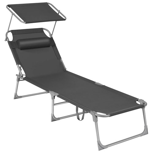 Boutique Home Steel Folding Patio Sun Chaise Lounge - Dark Grey