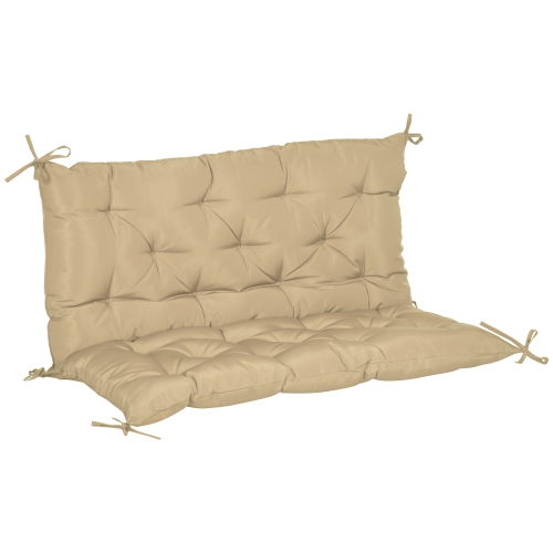 Coussin de banc de jardin Outsunny avec dossier, coussin épais antidérapant à 2 places, tapis de rechange pour fauteuil pivotant, intérieur et extéri