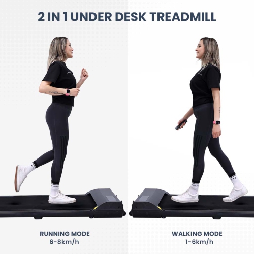 Tapis roulant avec tapis roulant/tablette d'entraînement mince et portatif sous bureau de MotionGrey pour s'entraîner cardio à la maison et au bureau