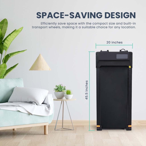 Tapis roulant avec tapis roulant/tablette d'entraînement mince et portatif sous bureau de MotionGrey pour s'entraîner cardio à la maison et au bureau