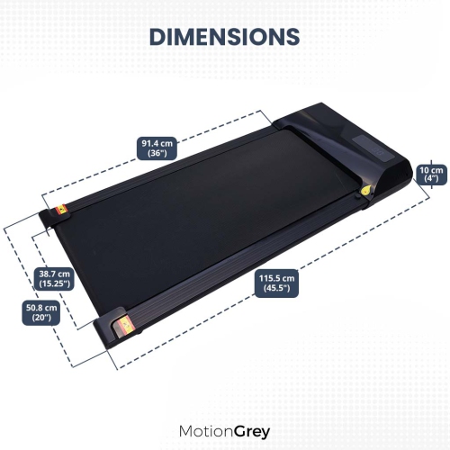Tapis roulant avec tapis roulant/tablette d'entraînement mince et portatif sous bureau de MotionGrey pour s'entraîner cardio à la maison et au bureau
