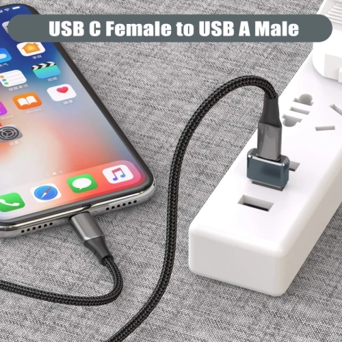 Adaptateur USB à USB C - Paquet de 3 | Convertisseur de chargeur femelle de type C vers USB A mâle pour Apple iWatch, iPhone 12/13/14/15, CarPlay,