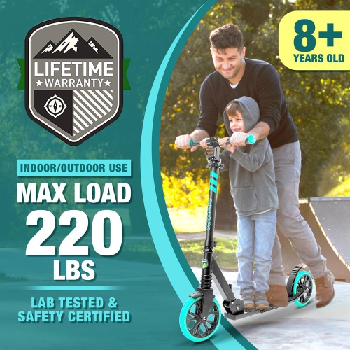 Trottinette légère et pliable - trottinette réglable pour ENFANTS et adolescents , plateforme en alliage avec roues à impact élevé