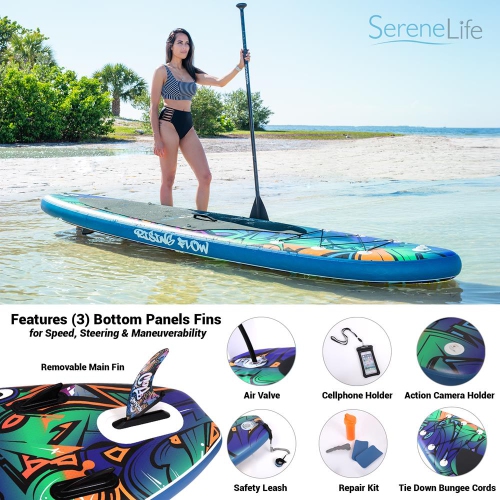 Rising Flow Paddleboard SUP - Stand Up Water Paddle-Board w/ Waterproof Mobile Phone Case