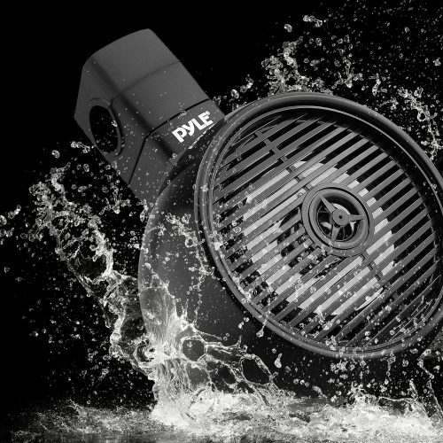 6.5" Marine Wakeboard Water Resistant Speaker - Single 2-Way Mini Box Speaker System with Built-in LED Lights, Black