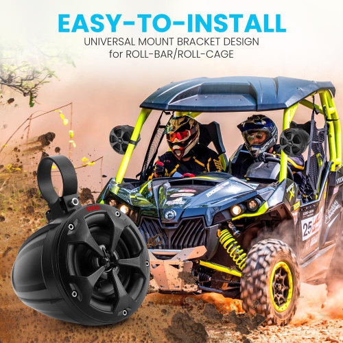 4’’ Water-Resistant Rated Off-Road Speakers - Compact PowerSport Vehicle Speaker System for ATV, UTV, 4x4, Jeep